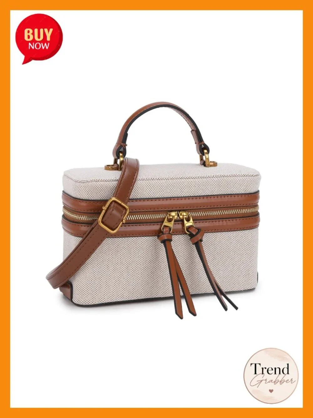 Vegan Leather Satchel Crossbody Bag with Top Handle, Detachable Strap